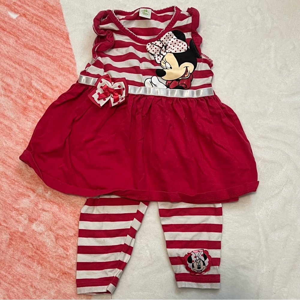 Disney Baby Pink and White Striped Outfit